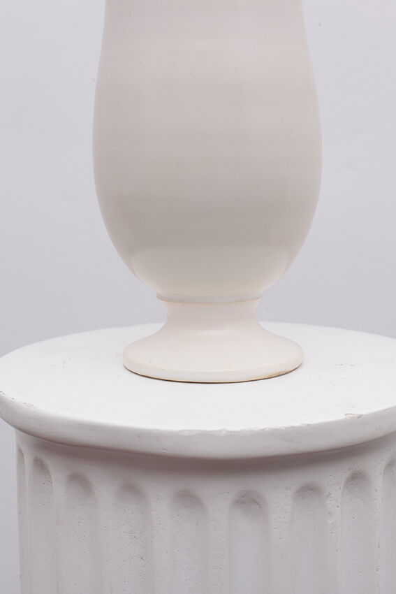 Red interior white ceramic vase