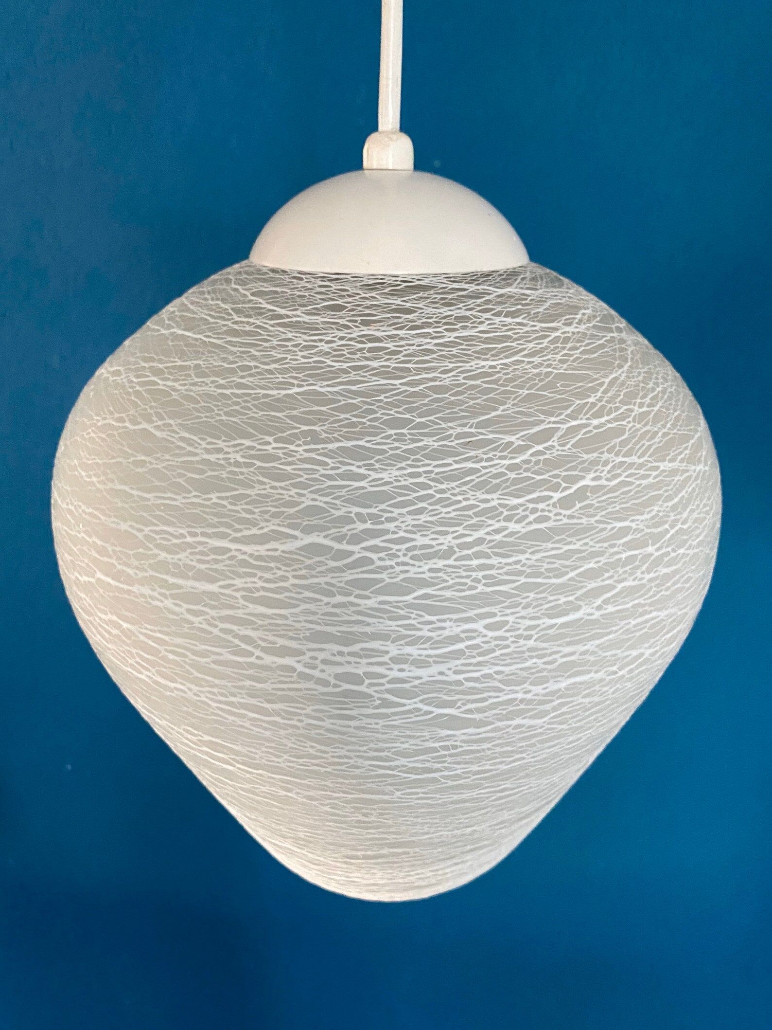 Mid Century Glass Hanging Lamp, Vintage Lighting