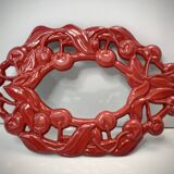 Cherry Pattern Enameled Cast Iron Trivet