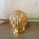 Lampe boule art déco verre et laiton