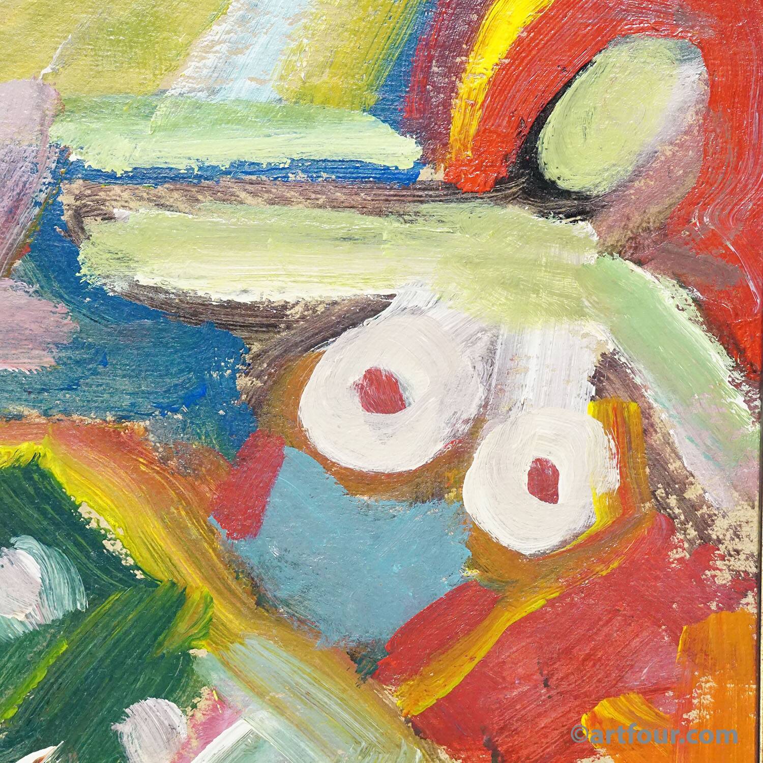 Vintage oil painting 'Bunte Szene' - Miklós Németh, 1962