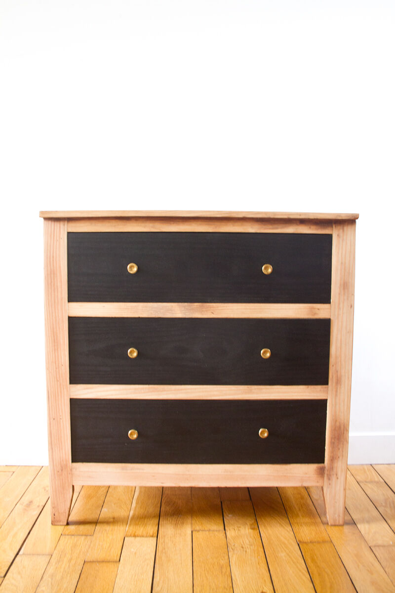 Commode vintage noire et bois