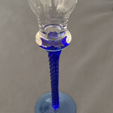 Blue glass candle holder with twisted stem. Candlestick candle