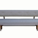 Lit de repos des années 1950 en gris, nouveau revêtement et tissu