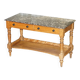 Victorian writing desk or console from 1880 in satin wood and marble.