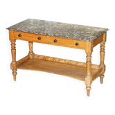 Console ou bureau d'écriture victorienne 1880 en bois de satin et marbre