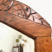 Art Deco oak mirror with carved motif