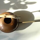 Copper watering can with handle made of bamboo and spout made of brass, vintage