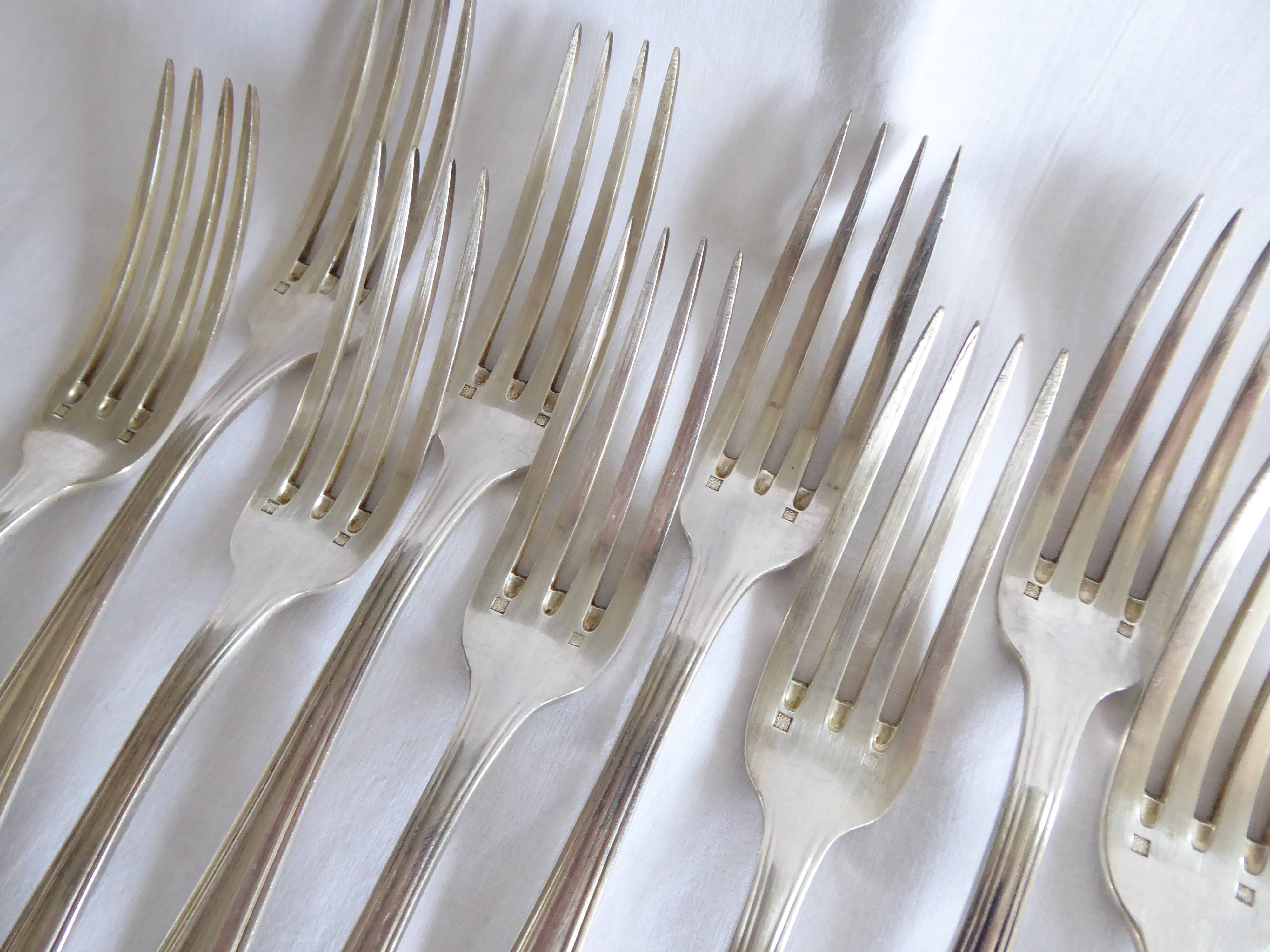 Orbrille JB silver metal cutlery set 37 pieces