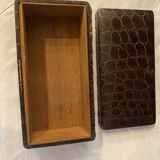 Box in wood and brown color lizard skin old rectangular box
