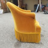 Vintage toad armchair- Golden yellow velvet.