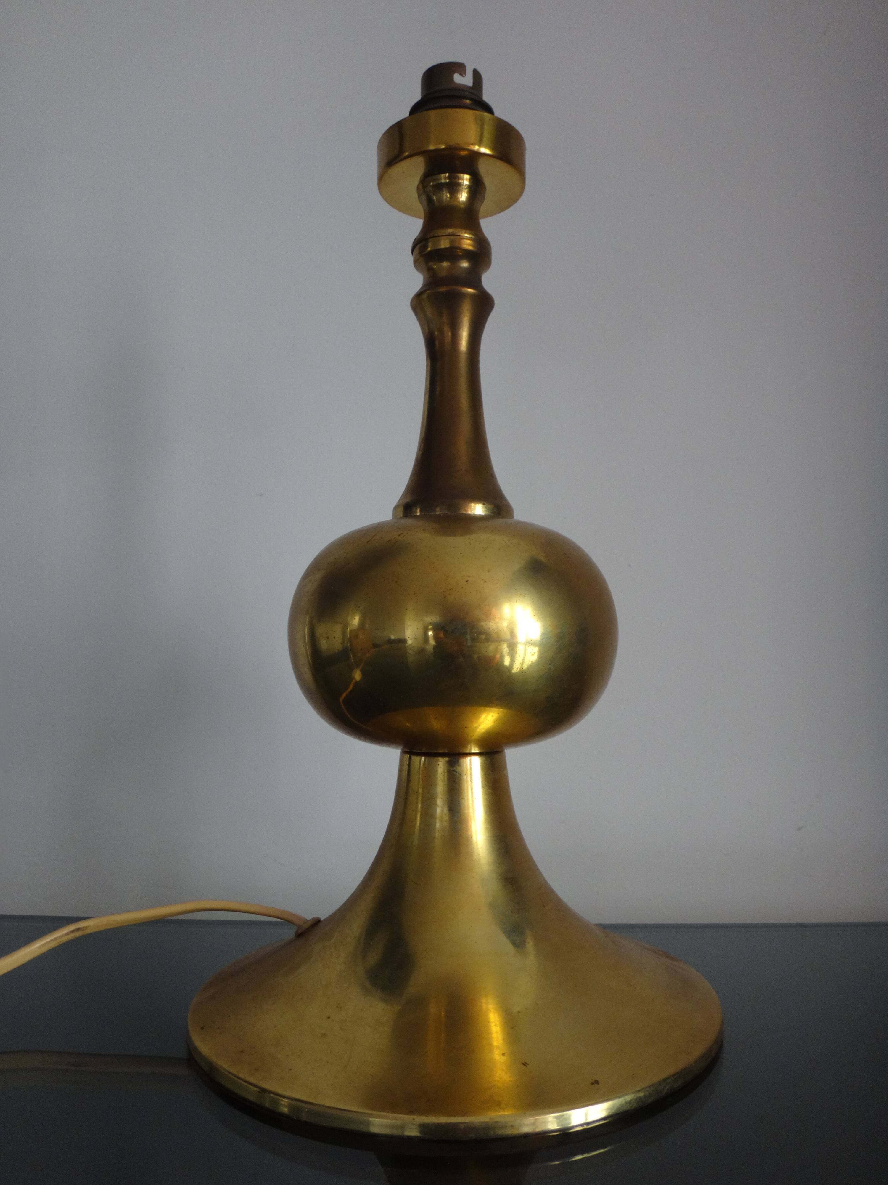 Gold table lamp design Barbier tulip 1970 designer