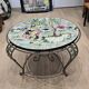 Vintage coffee table J&G Picard Vallauris – Glazed ceramic top with Japonese-style decoration