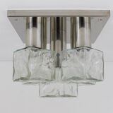 Ceiling light or wall sconce J.T. Kalmar in cubic glass, Austria, 1960s.