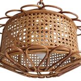 Handcrafted Bamboo and Rattan Pendant Lamp, Spanish Modernist, 1960s