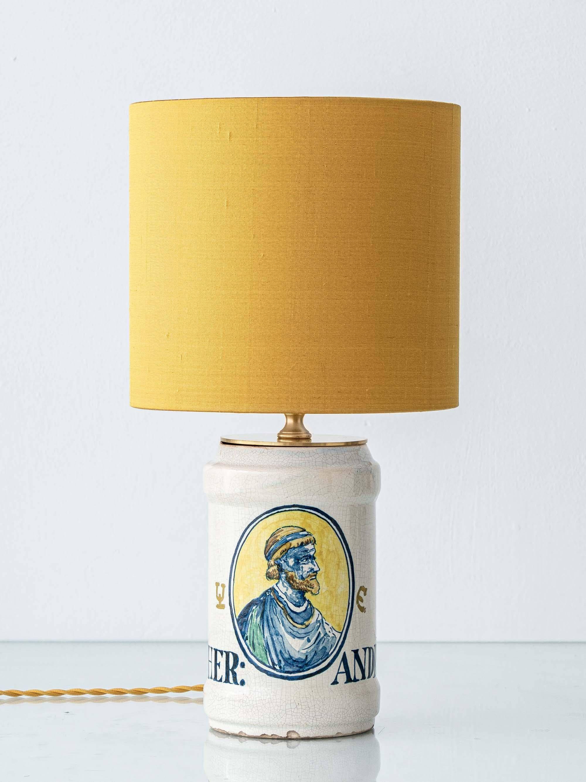 Italian Apothecary Ceramic Table Lamp Pharmacy Albarello, circa 1870-1885