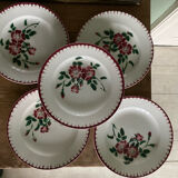 Set of 5 old flat plates Epernay Sarreguemines Digoin