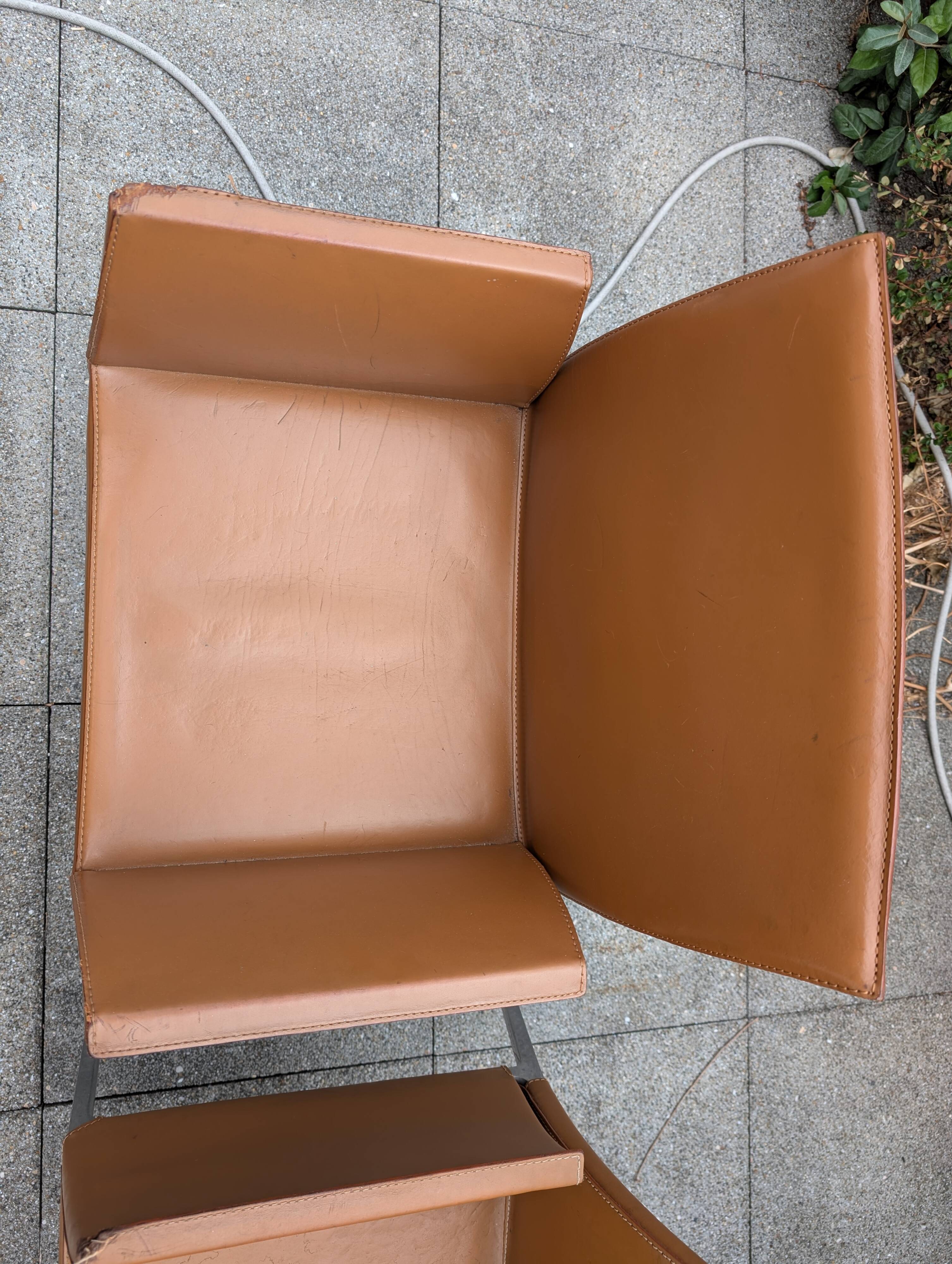 Paire de fauteuils Lia par Roberto Barbieri pour Zanotta — Cuir cognac