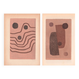 Duo of paintings on paper - M337 and M339 - abstract paintings signed Eawy