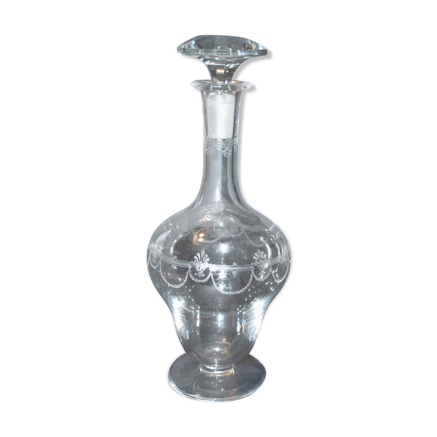 Carafe reims en cristal de saint-louis décor gravé à l'acide "cristal de roche" 1930