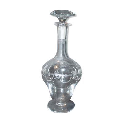Carafe reims en cristal de saint-louis décor gravé à l'acide ''cristal de roche'' 1930
