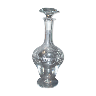 Carafe reims crystal of saint-louis decoration engraved with acid "rock crystal" 1930