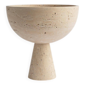 XL travertine pedestal bowl