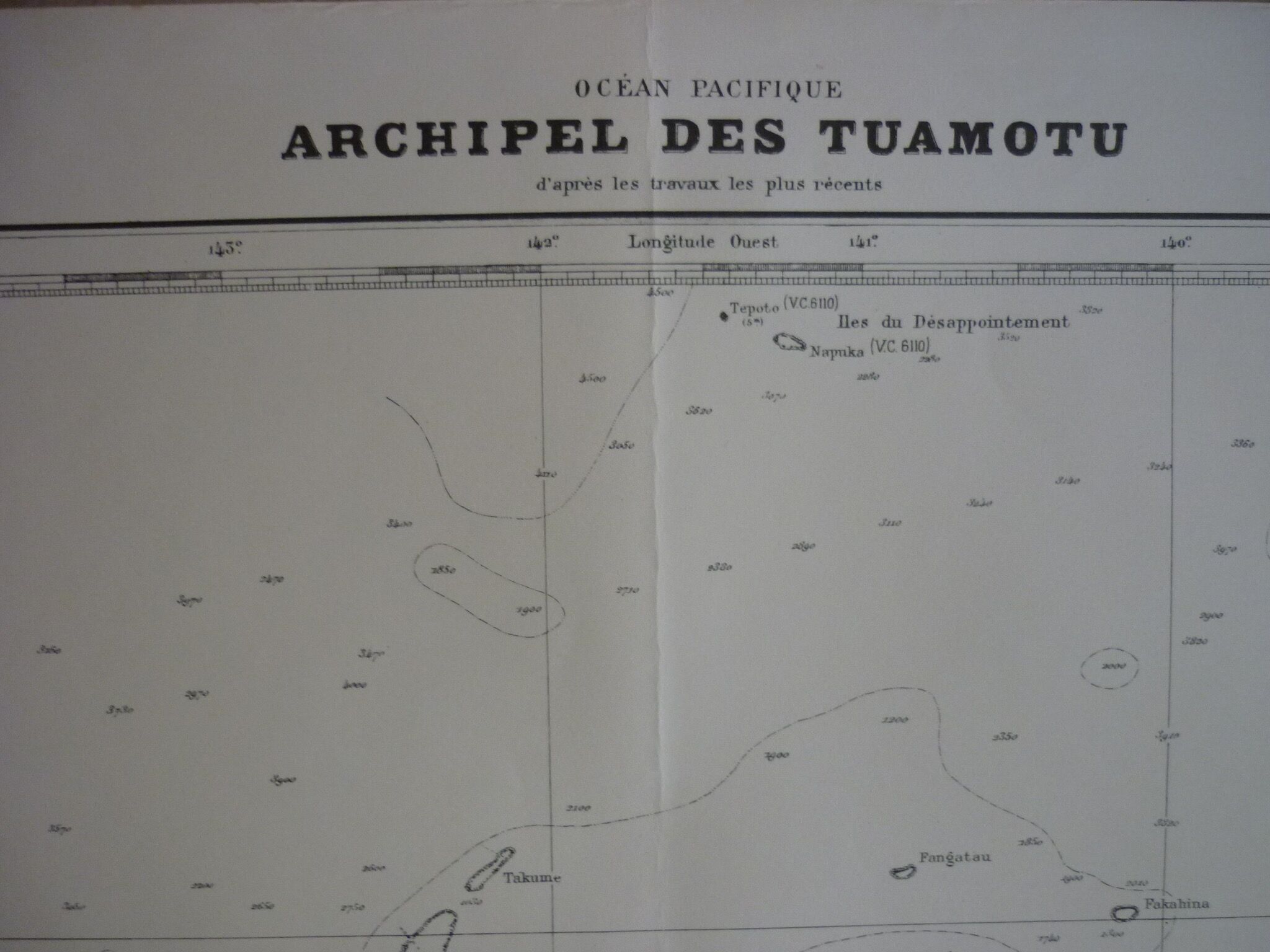 Map ocean pacific - tuamotu archipelago