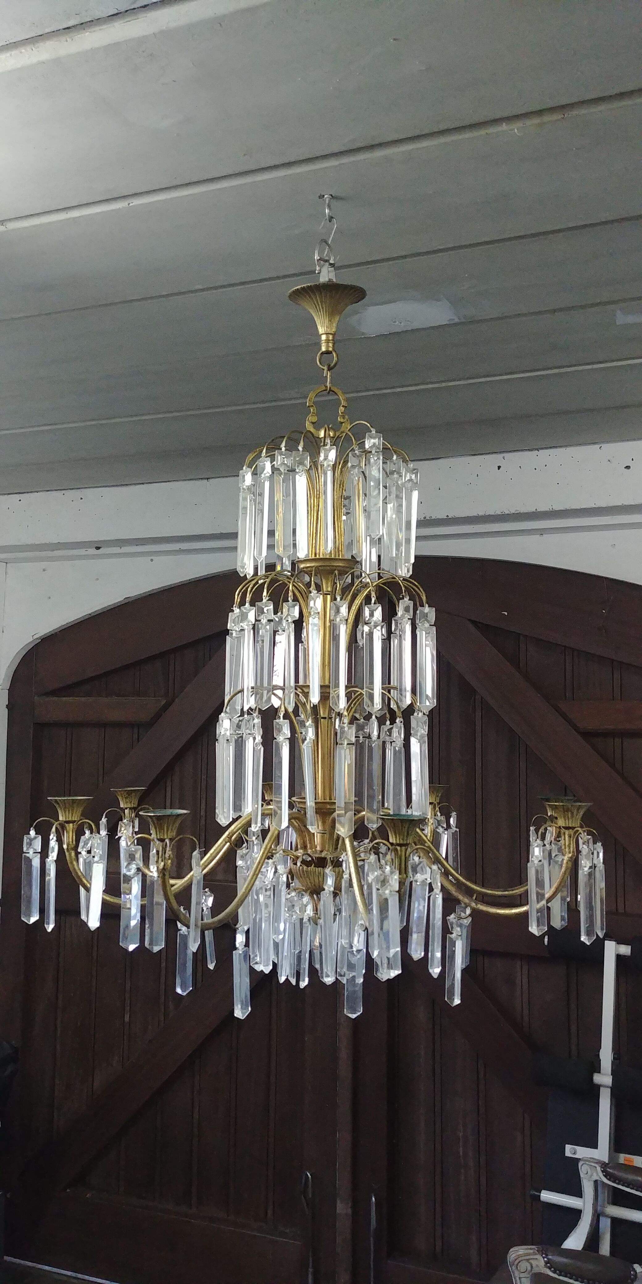 Lustre en laiton et pampilles