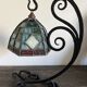 Ancienne Lampe Arts & Crafts cf. Tiffany Fer forgé et vitrail