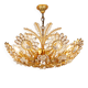 Ernst Palme Grand Chandelier Palm Tree Flower Palwa, Gilded Brass, Crystals, 1970s