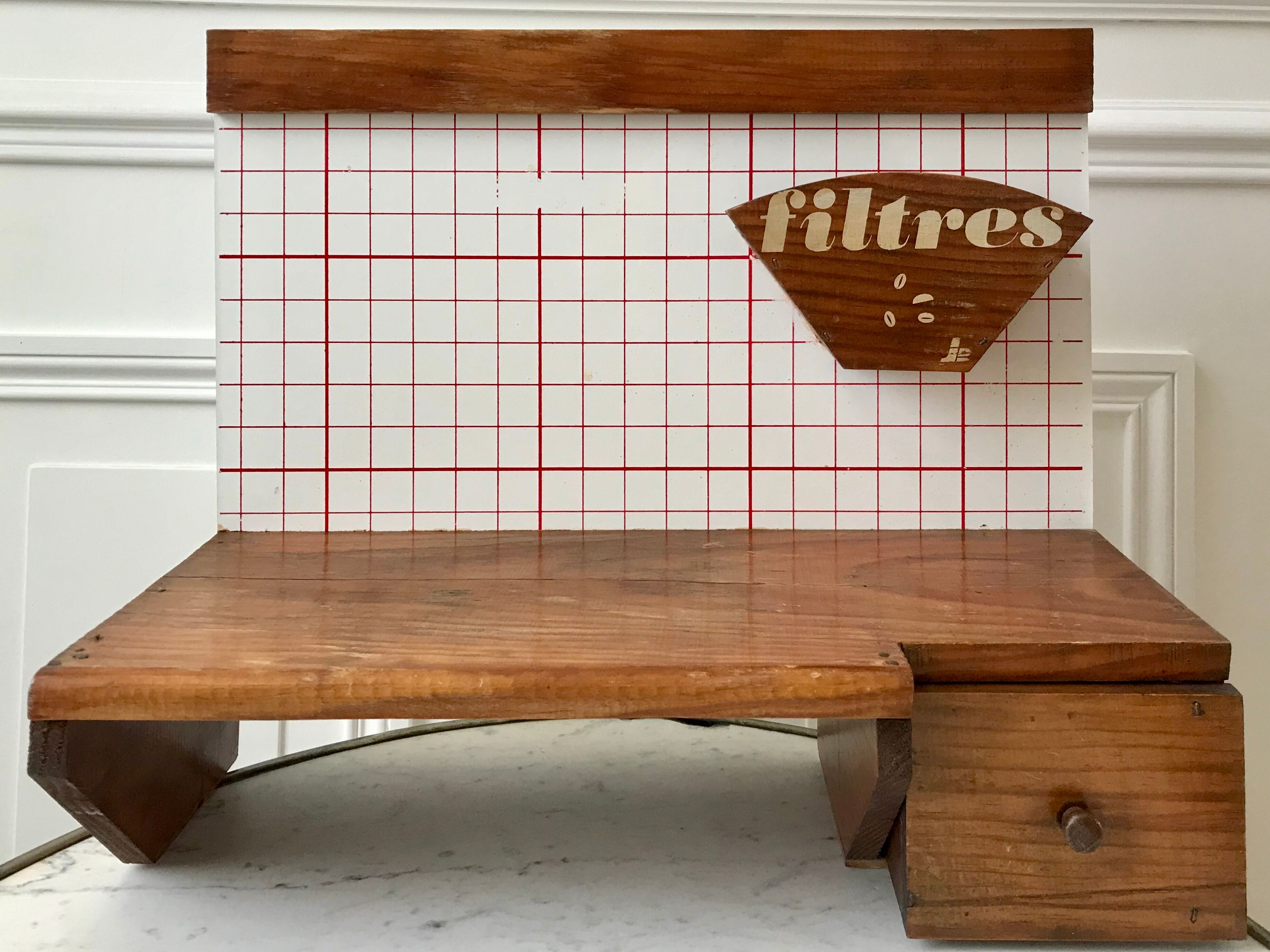 Vintage pine coffee kitchen shelf 70s