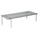 Architectural rectangular coffee table in steel and glass.
