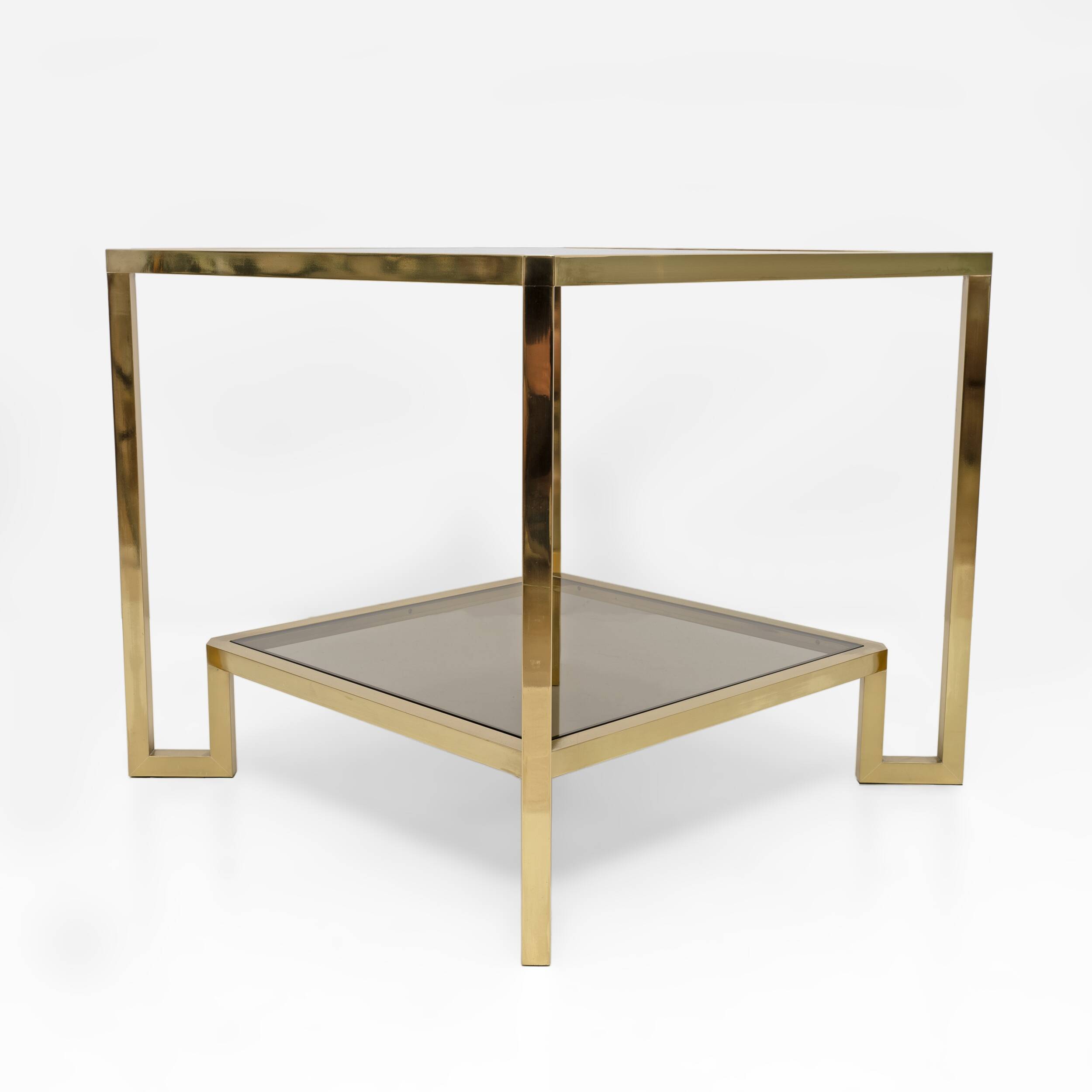 Guy Lefevre Square Brass Coffee Table for Maison Jansen, France 1970s