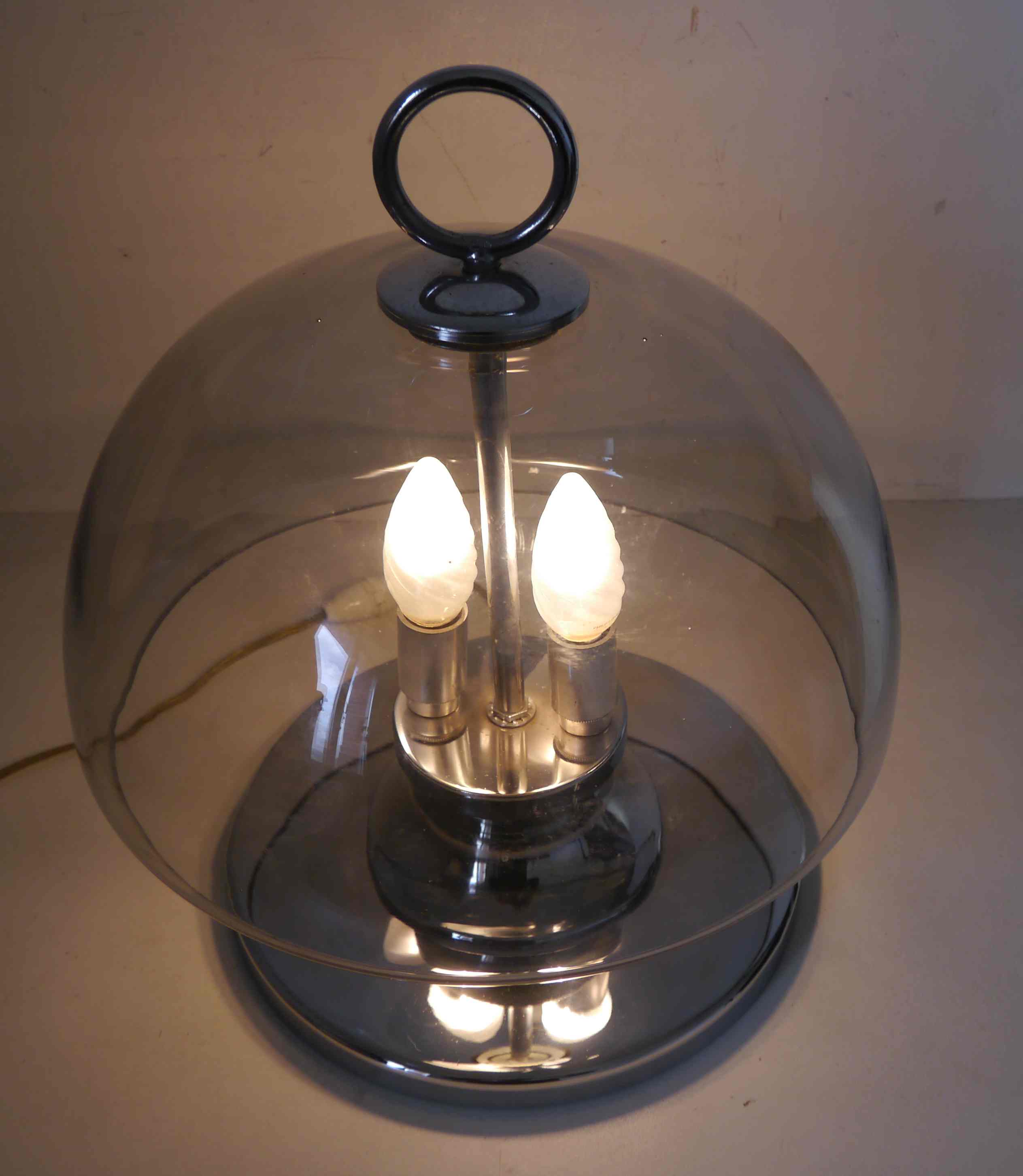 Ancienne lampe verre chrome années 60