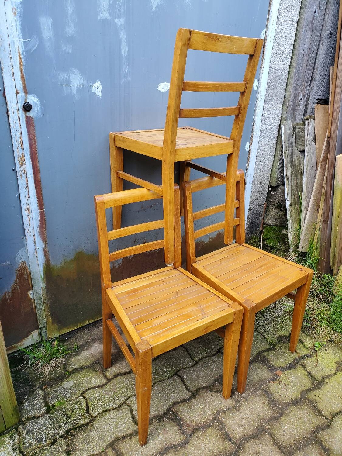 Trio of chairs 1940/50 by René Gabriel
