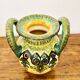 Sublime vase signed Paul Fouillen with yellow and green handles 1940