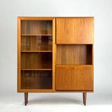Vintage Teak Highboard Shelf Display Cabinet by Omann Jun 60s Danish Design