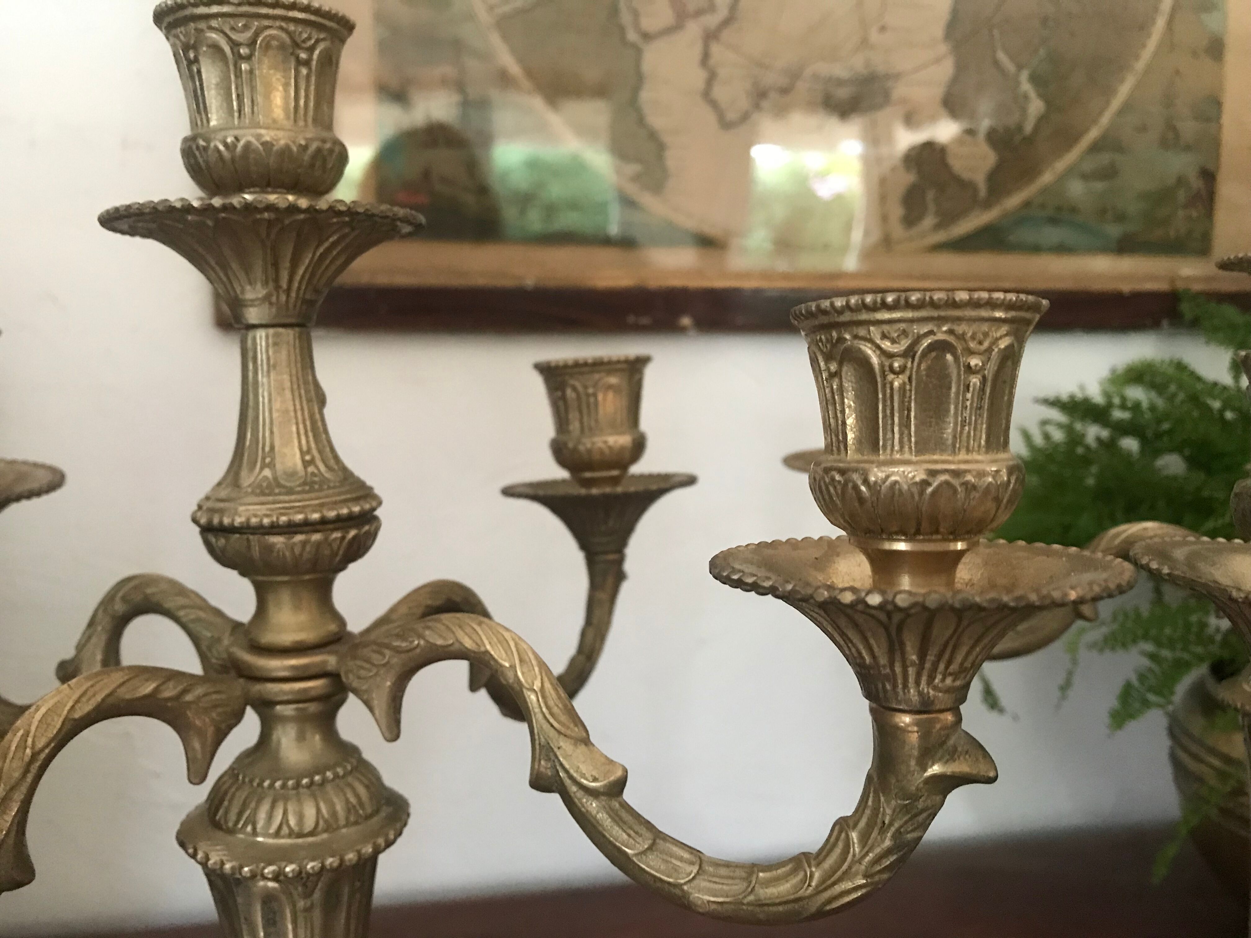 Pair of gilded bronze chandeliers