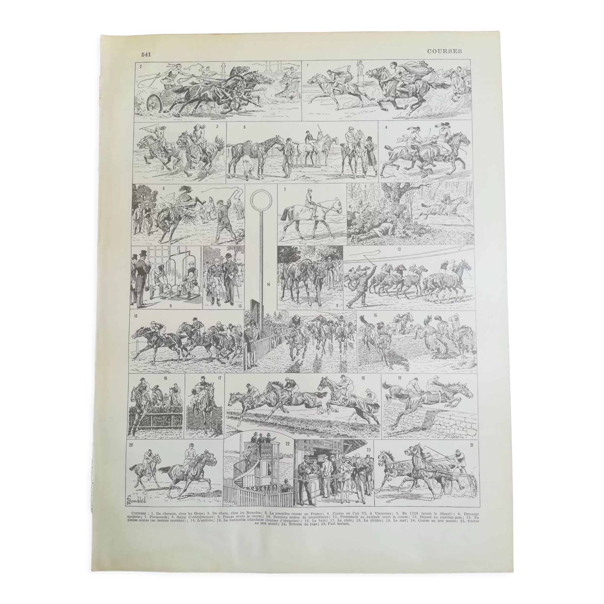 Lithograph on horse racing from 1928