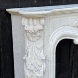 Louis XV Style Fireplace in Carrara Marble, Circa 1980