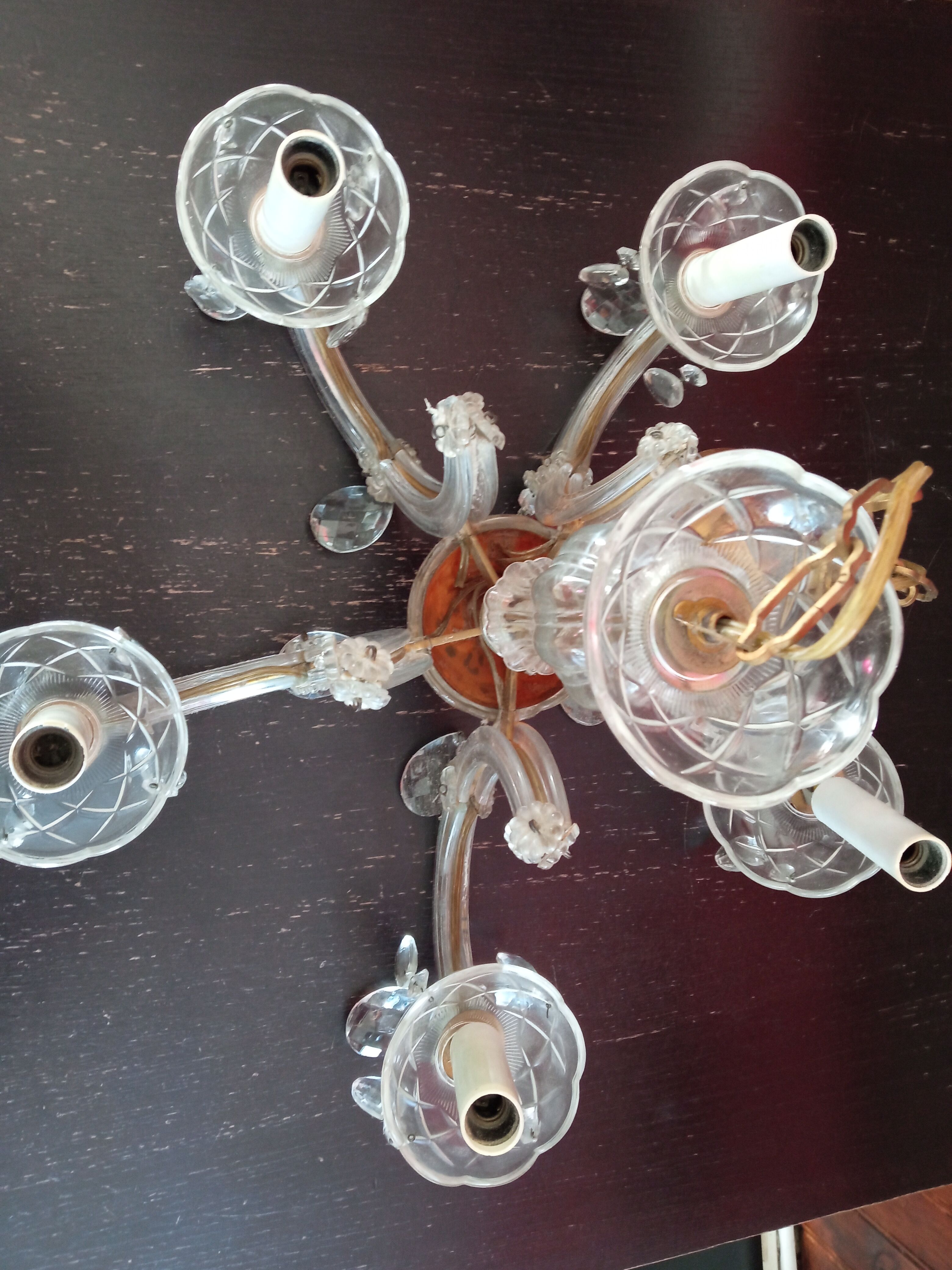 Old chandelier glass and brass