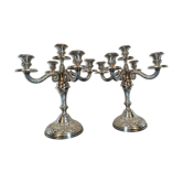 Pair of candelabra 5 fires in Alpaca Silver, marking Cortasa