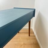 Vintage modernist desk in petrol blue, 1950s/60s.