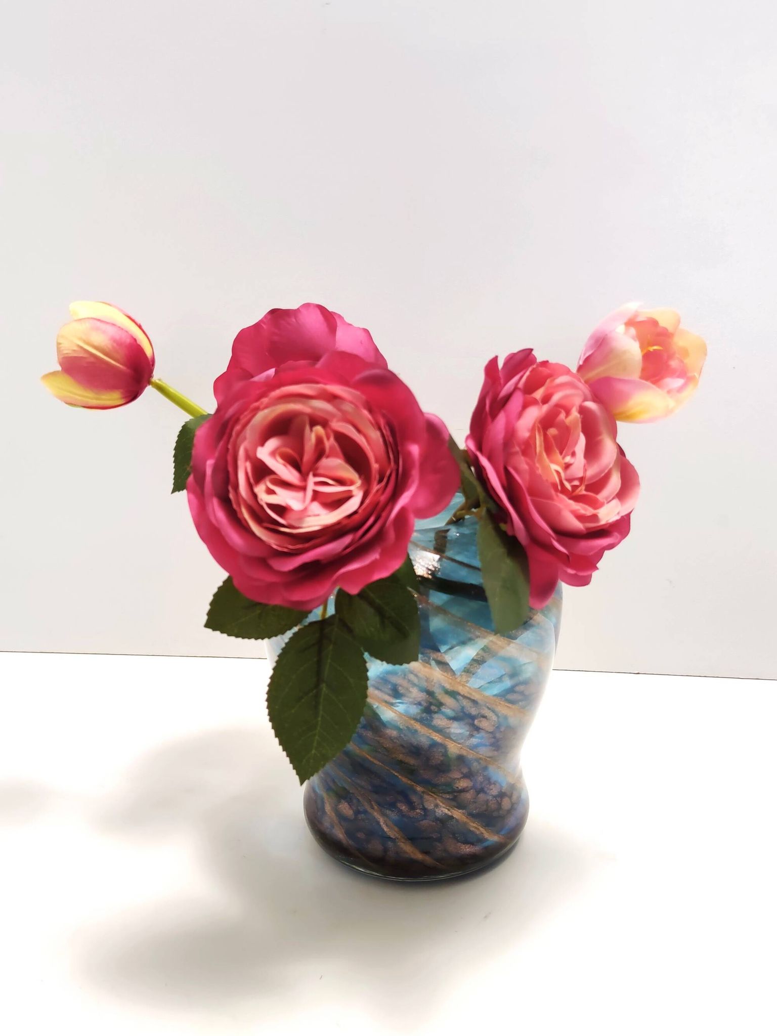Blue Murano Glass Vase by Fratelli Toso with Bronze Aventurine