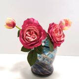 Blue Murano Glass Vase by Fratelli Toso with Bronze Aventurine