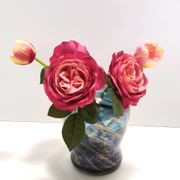 Blue Murano Glass Vase by Fratelli Toso with Bronze Aventurine