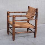 Mid-century rush oak french armchair