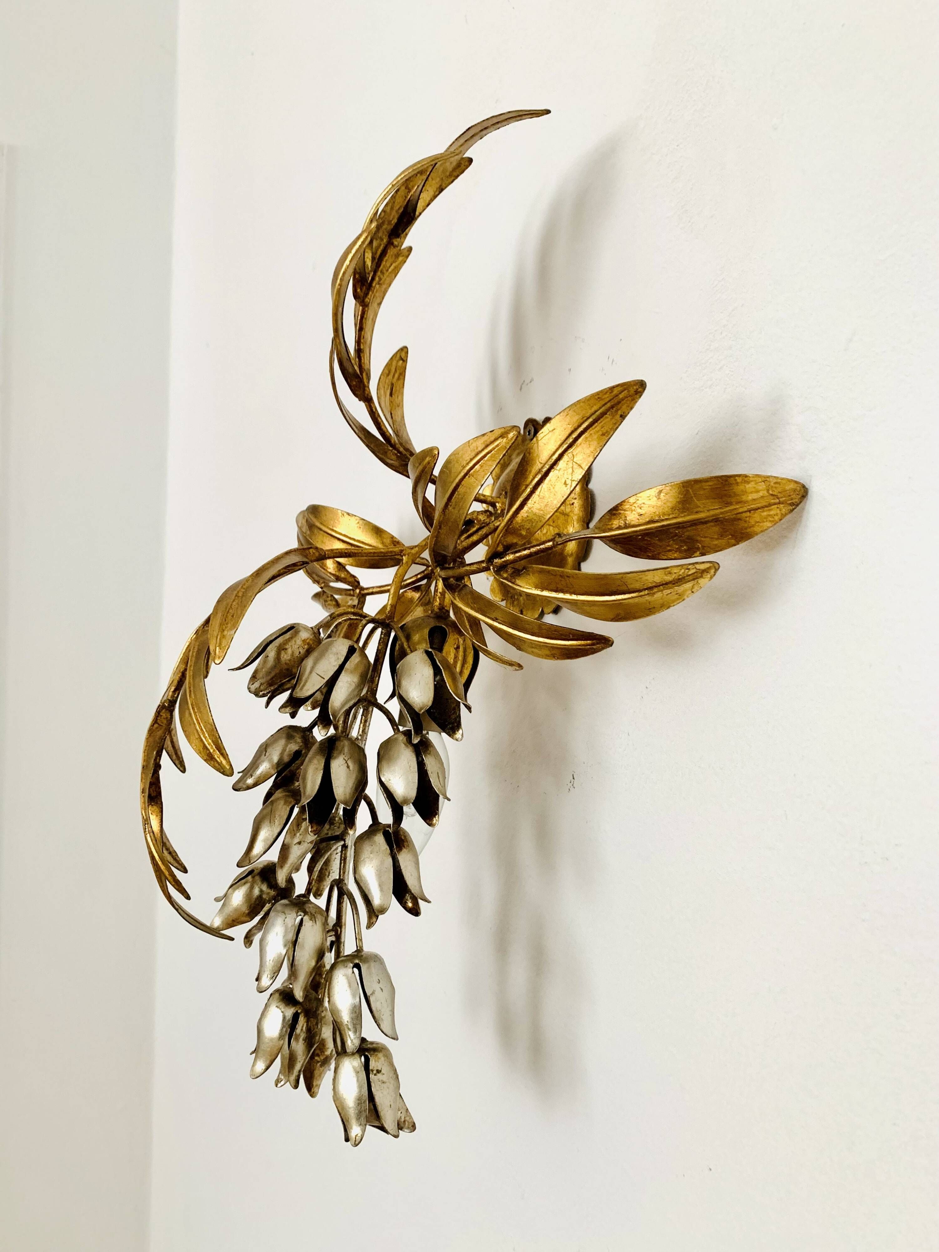 Set of 2 Amazing Italian Hollywood Regency Gilded Wall Lamps by Hans Kögl