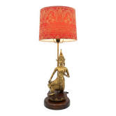 Unique and monumental Siamese bronze lamp from the 19th century, Thailand, 76 stamped.
